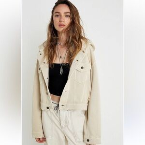 Free People‎ Dreamers Cropped Knit Hooded Jacket